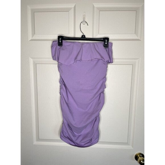 Victoria Secret Bra Top Purple Strapless Sundress Ruched Cotton Medium - Picture 1 of 6